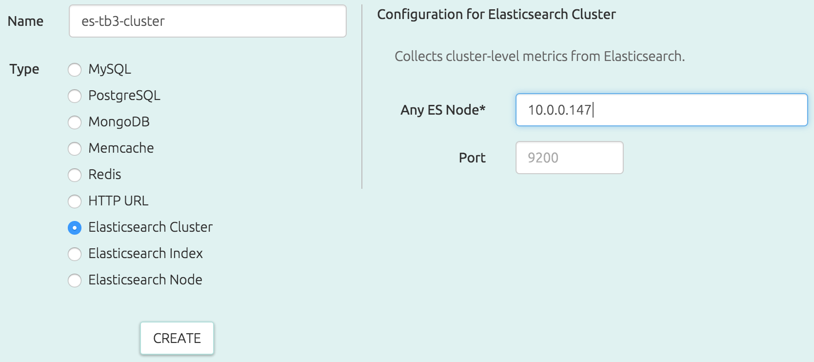 Start monitoring an Elasticsearch cluster